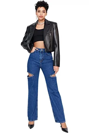 Trendyol Jeans a Gamba Larga a Vita Alta da Donna Pantaloni, , 64