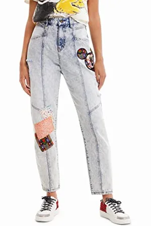 Desigual Pant_Patch Mi, 5053 Denim Medium Wash Pantaloni Casual, , S da Donna