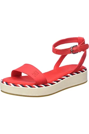 Tommy Hilfiger Sandali Donna Rope Flatform Estivi, Rosso (Fireworks), 41 EU