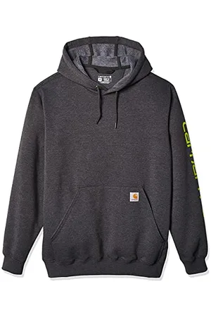 Carhartt Loose Fit Midweight Logo Sleeve Graphic Sweatshirt, Felpa con cappuccio Uomo, (Carbon Heather), M