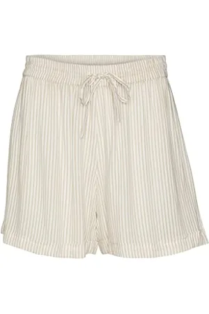 VERO MODA Pantaloncini Vmbumpy Wvn Noos, Bianco Neve/Strisce: Crema Irlandese, M Donna