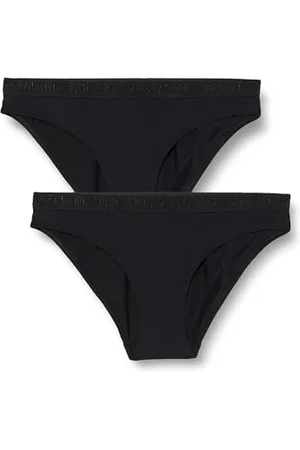 Emporio Armani Microfiber Logoband 2-Pack Brief, Slip Donna, (Black), L