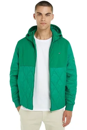 Tommy Hilfiger Giacca Uomo Cl Mix Hooded Jacket Giacca da Mezza Stagione, (Olympic Green), XL