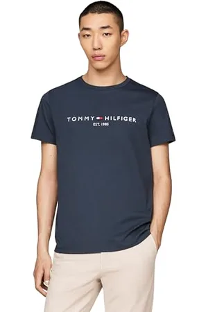 Tommy Hilfiger T-shirt Maniche Corte Uomo Slim Fit, Blu (Military Denim), XS