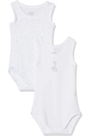 chicco Set 2 Body Senza Maniche, (Bianco e Azzurro 032), 50 (Taglia Produttore:050) (Pacco da 2) Bimbo