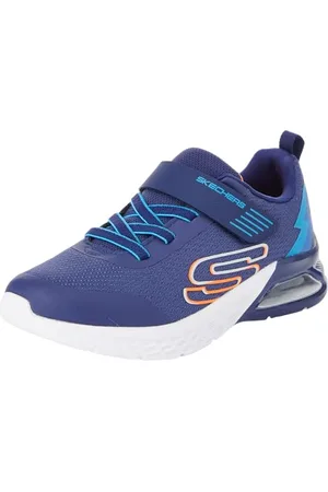 Skechers Boys, Sneaker, Tessuto Blu Sintetico Blu Arancione Trim, 30 EU