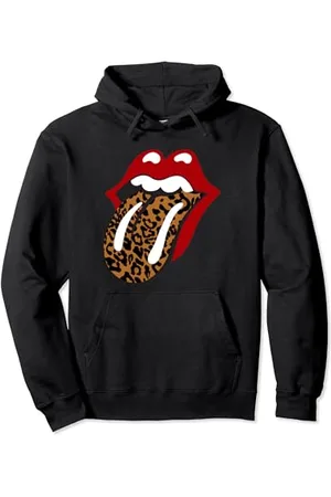 The Rolling Stones Linguetta leopardata classica Felpa con Cappuccio