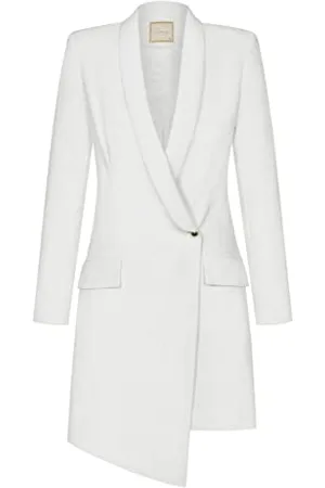 Swing Blanca | | S Altalena Moda Donna Elegante Lavoro | tubini Festivo | Vestito da Festa | Abiti da Cocktail | Mini Sera | Abito a Maniche Lunghe | Scollo a V | Breve | Bianco | 36, S