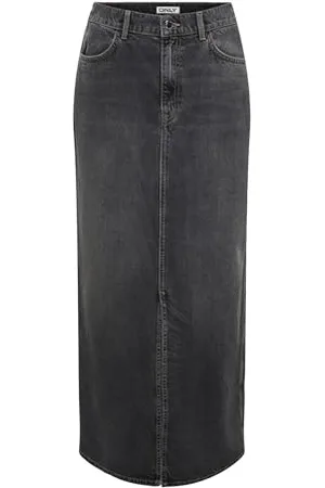 ONLY Maxi Denim Skirt Mid Waist Skirt with Slit And Front Pockets, Colore: , Taglia:S