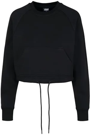 Urban classics Pullover Ladies Oversized Short Raglan Crew Felpa, (Black 00007), Small Donna