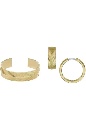 Fossil Bracciale e orecchini Harlow Linear Texture, acciaio inossidabile tonalità oro, da donna