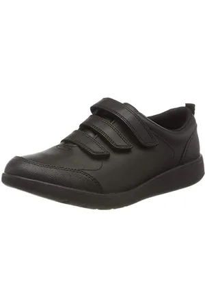 Clarks Scape Sky K, Scarpe da Ginnastica Basse Bambini e ragazzi, Nero (Black Leather), 34 EU Larga