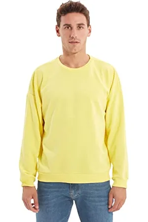 Trendyol Felpa da Uomo Oversize Gialla Maglia di Tuta, XS