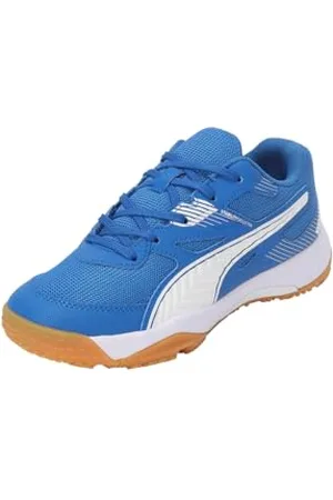 PUMA Solarflash Jr II, Indoor Court Shoe Unisex-Bambini, Royal White Gum, 28 EU