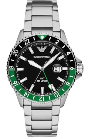 Emporio Armani Orologio a doppio fuso orario GMT da uomo in acciaio, AR11589