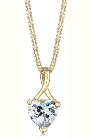 Elli Collana con Pendente da Donna in Oro Giallo 14K con Zirconia Cubica Bianca