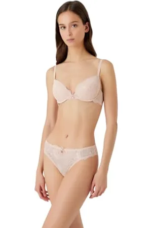 Emporio Armani Eternal Lace Push Up Bra with Removable Pads Reggiseno, Beige, 36C Donna