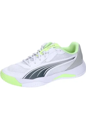 PUMA Nova Court, Tennis Shoe Unisex-Adulto, White-Luminous Blue-Fizzy Apple-Shadow Gray, 39 EU