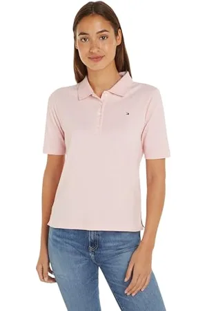 Tommy Hilfiger Donna Maglietta Polo Maniche Corte Regular Fit, (Delicate Pink), XL