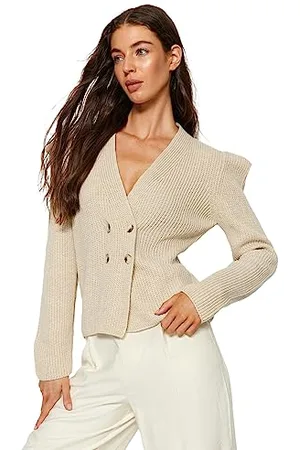 Trendyol Donne Dritto Manica Lunga Sottile Cardigan Maglione, , S Donna