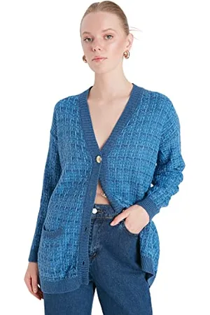 Trendyol Woman Oversize Standard V-Neck Knitwear Cardigan Maglione, , S Donna