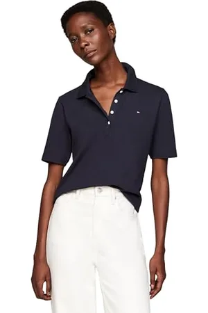 Tommy Hilfiger Donna Maglietta Polo Maniche Corte Regular Fit, (Desert Sky), S