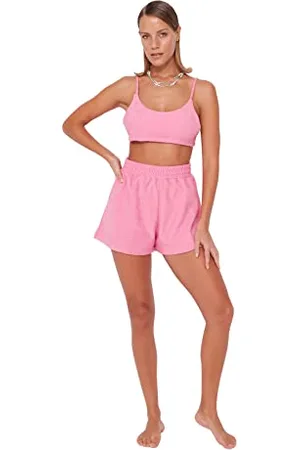 Trendyol Set di Due Pezzi di Camicetta-Pantaloncini da Donna in Maglia Tinta Unita Camicia, , S