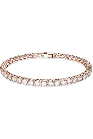 Swarovski Matrix Braccialetto Tennis, con Zirconia a Taglio Tondo, Placcato in Tonalità Oro Rosa, Taglia M, Rosa