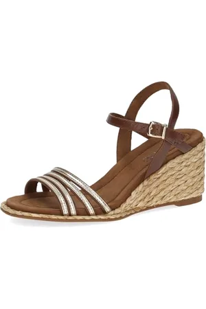 Caprice Donna 9-28305-42, Sandali con Zeppa, Oro Cognac, 42 EU