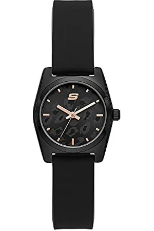 Skechers Orologio Shoup da donna, movimento a tre lancette, cassa in lega nera da 27 mm con cinturino in silicone, SR6218