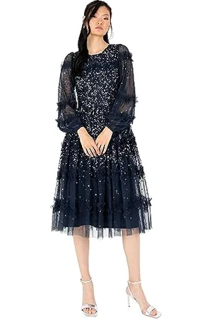 Maya Deluxe Abito da Donna, a Maniche Lunghe, con Paillettes, Matrimoni, Occasioni Speciali, Serate, Gown NAN, , 40