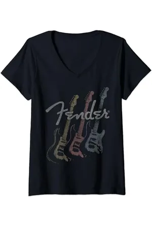 Fender Stacked Guitar Faded Logo Maglietta con Collo a V