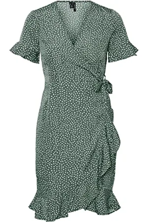 VERO MODA Vmhenna 2/4 Wrap Frill Dress Noos Vestito, , XS Donna