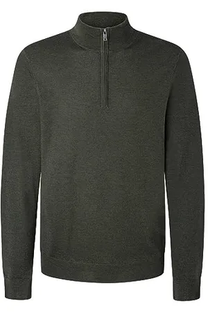 Hackett Hackett GMD Merino Silk Hzip Pullover, (Kaki), L Uomo