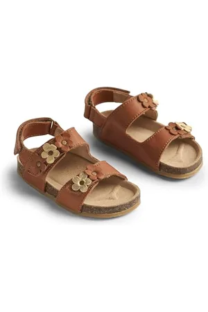 WHEAT Zehenfreie Kork-Sandale Clara mit Blumen-Unisex-Echtes Leder, Scarpe per Chi Inizia a Camminare Bambini, , 30 EU