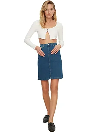 Trendyol Blue Basic-Gonna in Denim, , 42 Donna