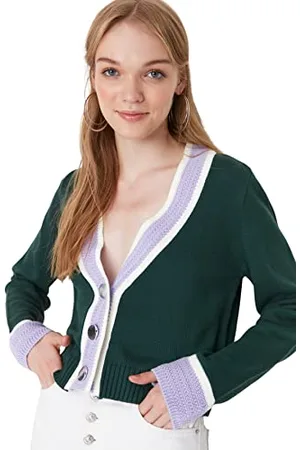 Trendyol Woman Regular Standard V-Neck Knitwear Cardigan Maglione, , M Donna