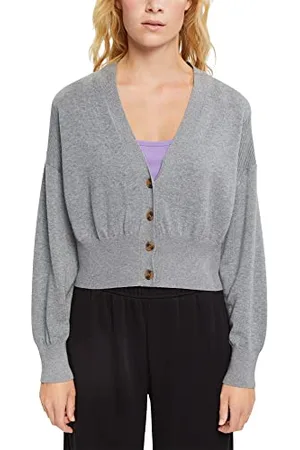 ESPRIT 082ee1i321 Maglione Cardigan, 039/Medium Grigio 5, S Donna