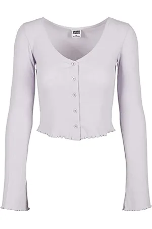Urban classics Ladies Cropped Rib Cardigan Maglia di Tuta, , XL Donna