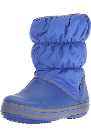 Crocs Unisex Bambino Winter Puff Boot Kids Stivale, Cerulean Blue/Light Grey, 23/24 EU