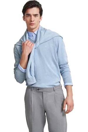 Bugatti 7300-95510 Maglione con Scollo a V, Azzurro-320, XL Uomo