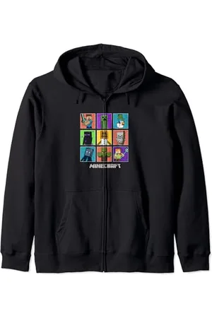 Minecraft Group Shot Colored Box Up Felpa con Cappuccio