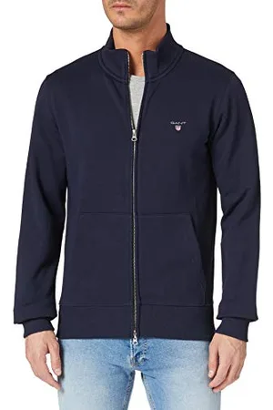 GANT ORIGINAL FULL ZIP CARDIGAN, Giacca a maglia originale con chiusura lampo Uomo, ( EVENING BLUE ), XS