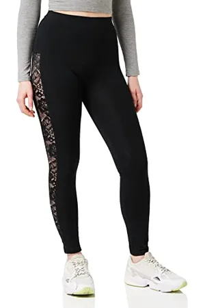 Urban classics Leggings Ladies Lace Striped Yoga-Hose, (Black 00007), 54 (Taglia Unica: XXXX-Large) Donna