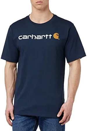 Carhartt Relaxed Fit Heavyweight Short-Sleeve Logo Graphic T-Shirt, T-shirt utility da lavoro Uomo, (Navy), L