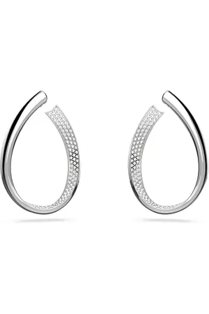Swarovski Orecchini a cerchio Exist, Bianchi, Placcato rodio