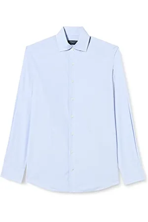 Hackett Hackett Controllo Micro Grafico Camicia, Bianco/Blu, 40 Uomo