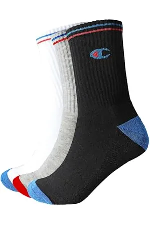 Champion Core Multicolor 3PP Crew, Calze Unisex - Adulto, Nero/Bianco/Grigio (Melange Chiaro), 35-38 ( pacco da 3)