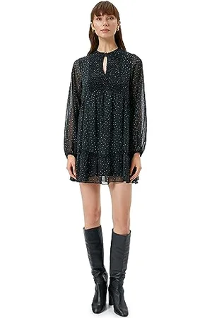Koton Mini Abito in Chiffon punteggiato con Dettagli a Pois Vestito, (9D9), 42 Donna