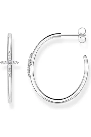 Thomas Sabo Orecchini a cerchio con pietre bianche, misura unica, sterling, Senza Gemme